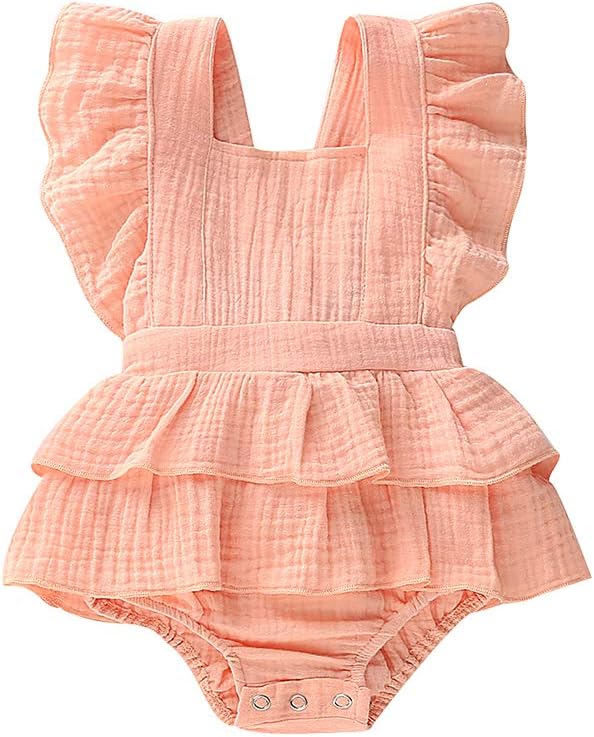 Newborn Baby Girls Ruffle Romper Jumpsuit Bodysuit Headband Summer Clothes Outifis