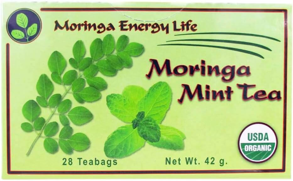 MORINGA MINT TEA - USDA Organic - Nature´s Most Potent Botanical for Nutrients, Vitamins & Minerals Now with Soothing Mint! Boost your Energy and Wellness with this Delicious Moringa Tea, in 28 teabags.