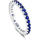 AGRULE Full Eternity Band 2.4mm Wide Sterling Silver or Gold Color Stackable Birthstone and CZ Anniversary Bands Wedding Ring for Men Women, Comfort fit and Hypoallergenic