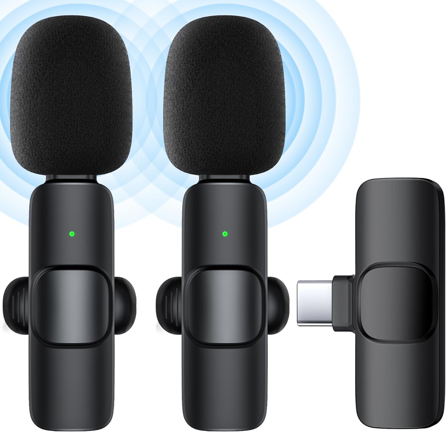 SUUWEE Wireless Microphones, 2 Pack Microphone Wireless (USB-C Connection), Plug-Play Wireless Lavalier Microphone for Recording,Live Stream,YouTube,Facebook,TikTok