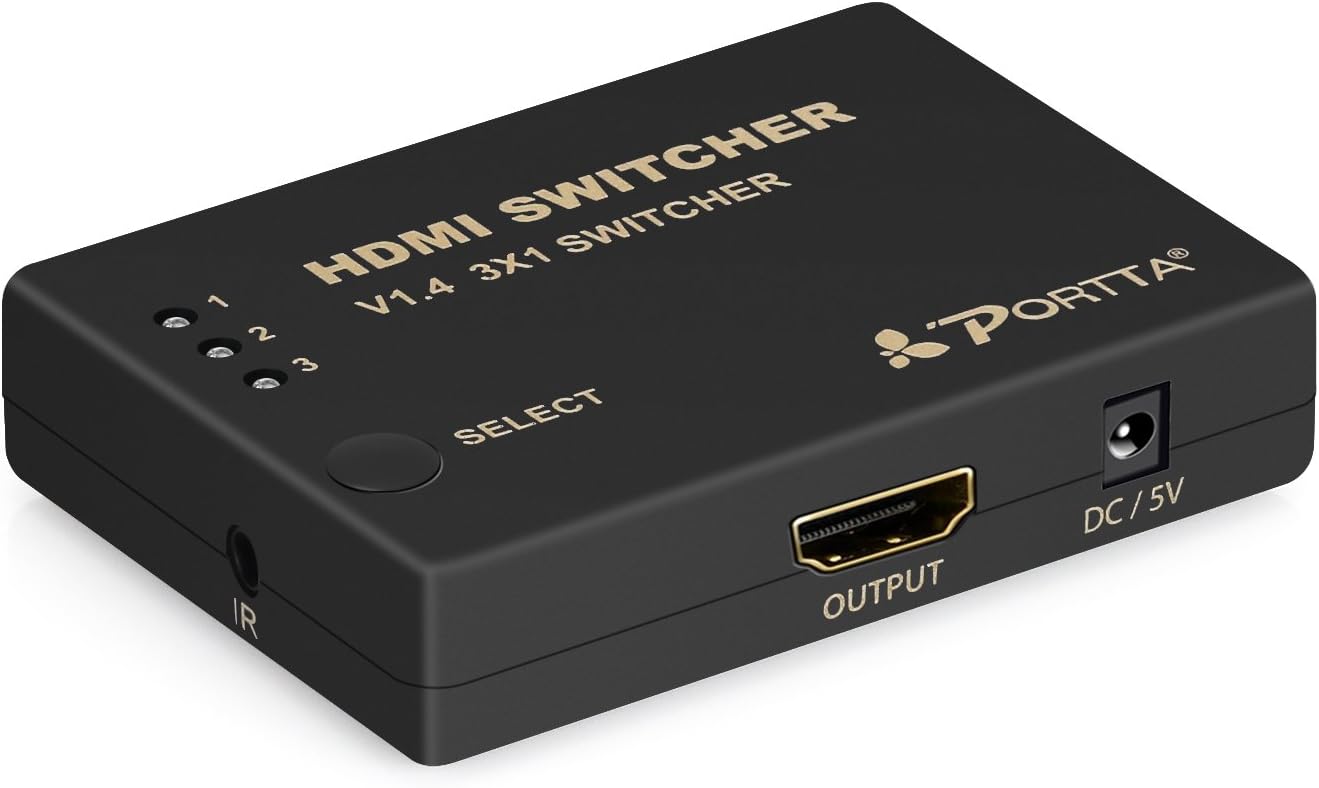 Portta HDMI Switch 4k 3 puertos HDMI Conmutador 3 Entradas x 1 Salida
