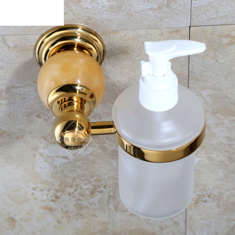 HCP Natural rosin yellow jade/All copper titanium color soap dispenser/Bathroom hardware accessories/European bathroom hand sanitizer bottle-A