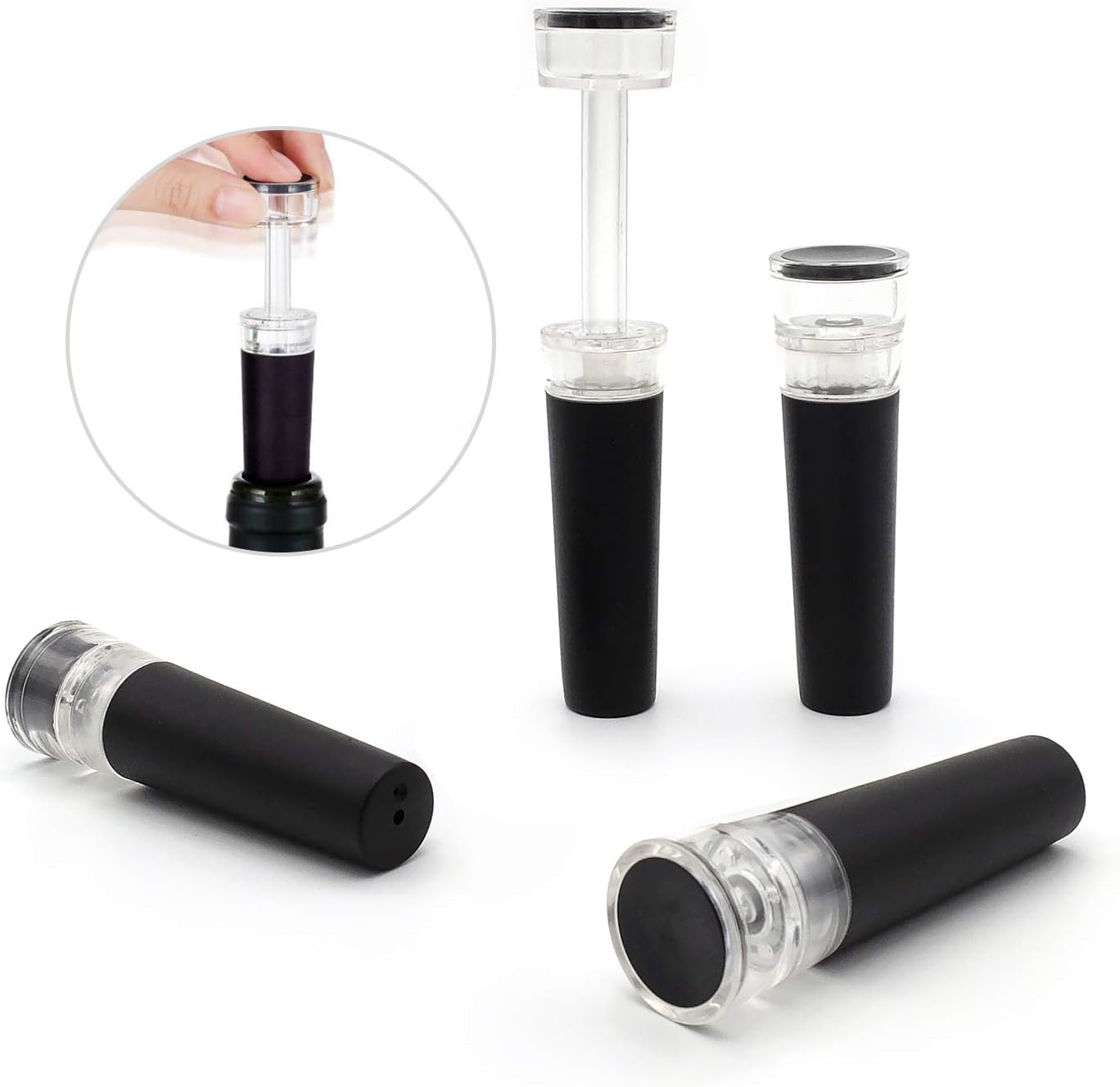4 Pack Wine Pump Vacuum Stoppers With Builtin Vacuum Wine