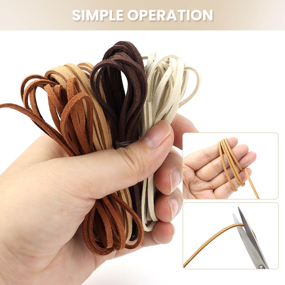 Tenalleys Leather String Suede Cord Leather Cords Rope String for Jewelry Making Necklace Bracelet Art Crafts Beading (4 Colors,3mm x 2.2 Yard)
