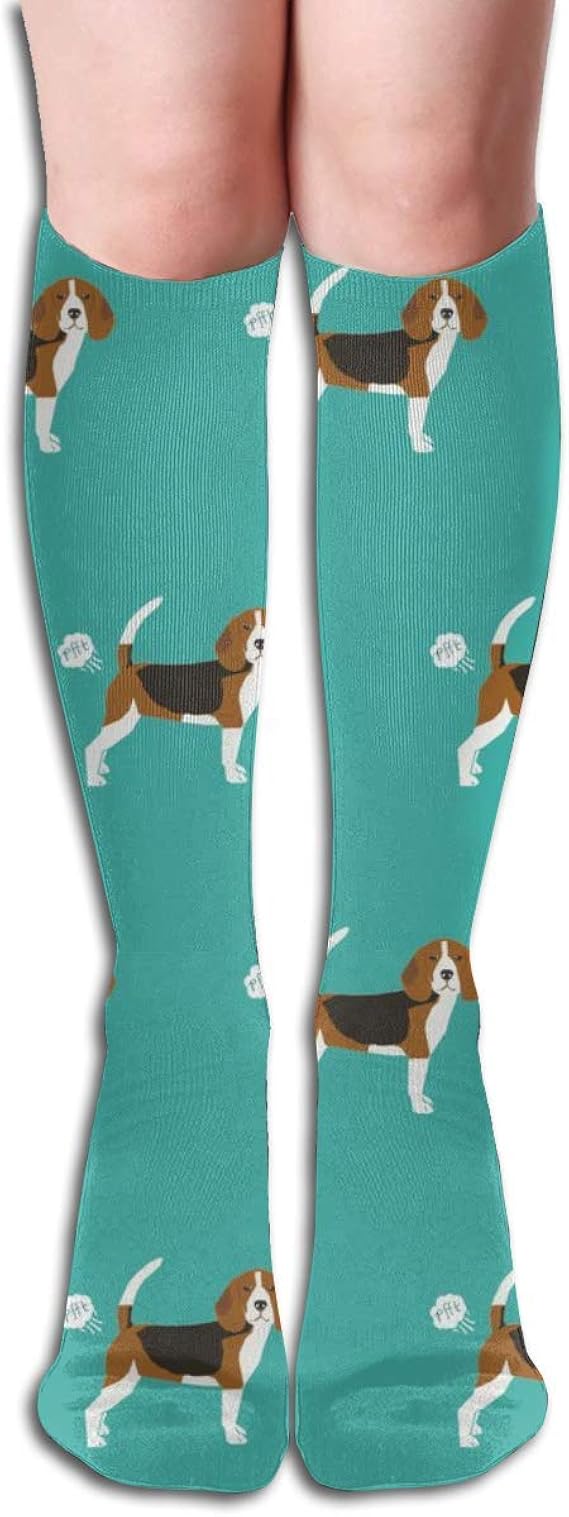 Amazon ビーグル犬の毛皮面白いかわいい純粋な品種の縫製プロジェクトふくらはぎのカジュアルなスポーツストッキングの上にユニセックスニーハイソックスを盗む 靴下 通販