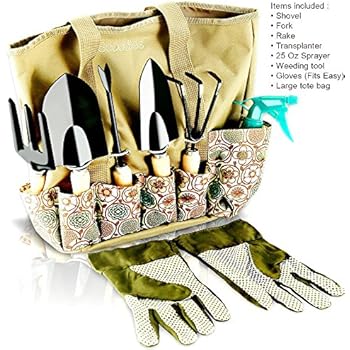 Amazon com Vremi 9 Piece Garden Tools Set  Gardening  Amazon com Vremi 9 Piece Garden Tools Set  Gardening