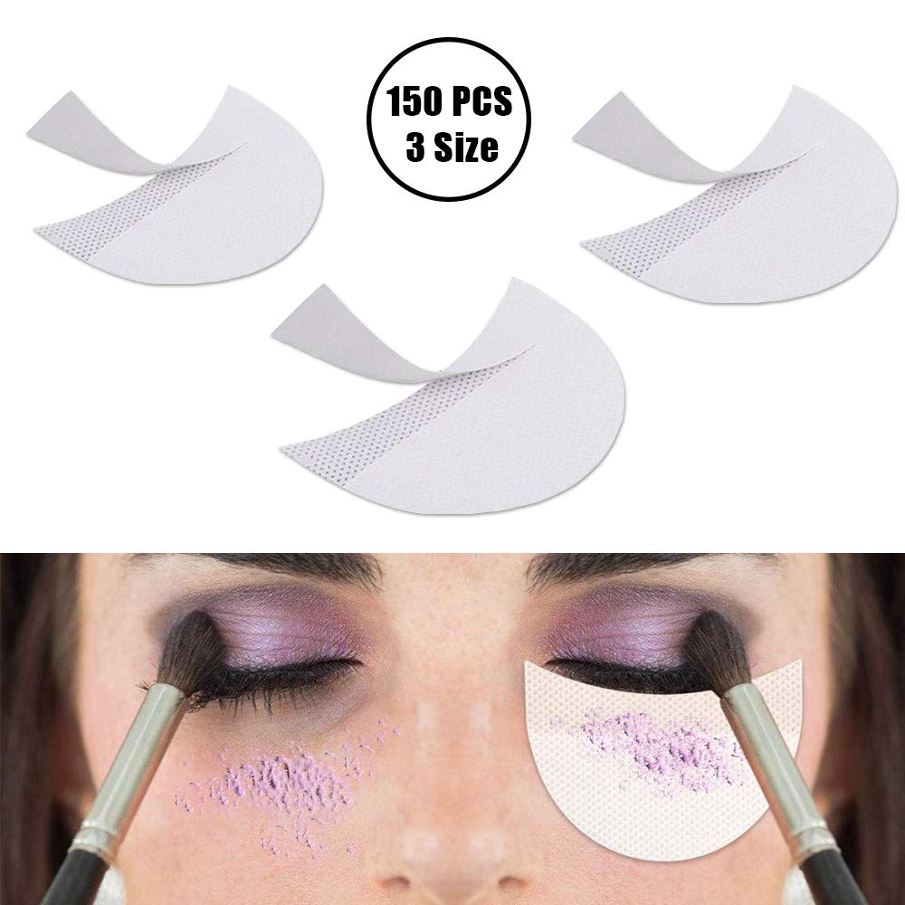 YBB 150 Pieces Eyeshadow Shield, 3 Size Mascara Guards Shields Makeup Eyeshadow Stencils Tape Patches(150 Pcs Eyeshadow Shield)