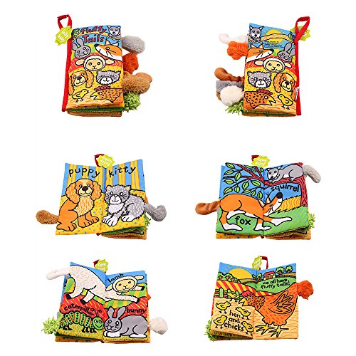 LOHOME Soft Cloth Books - Non-toxic Fabric Baby Early Education Toys Activity Crinkle Animals Cloth Book for Toddler, Infants and Kids - Perfect for Baby Shower