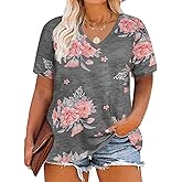 RITERA Women Plus Size Tops Tie Dye V Neck Shirt Floral Camo Summer Short Sleeve Tunic Oversized Ladies Blouse XL-5XL