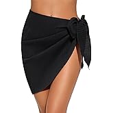 QOMEWA Women's Short Sarongs Chiffon Beach Cover Ups Bathing Suit Wraps Sheer Bikini Swimsuit Cover Ups for Swimwear