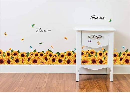 Amazon Posmant ウォールステッカー 可愛い 向日葵 蝶 おしゃれ壁紙 浴室 子供室 壁紙シール 部屋飾り 窓 冷蔵庫 素晴らしい Diy 美しい きれい 素敵 非毒性 簡単 壁の装飾 10 ウォールステッカー オンライン通販