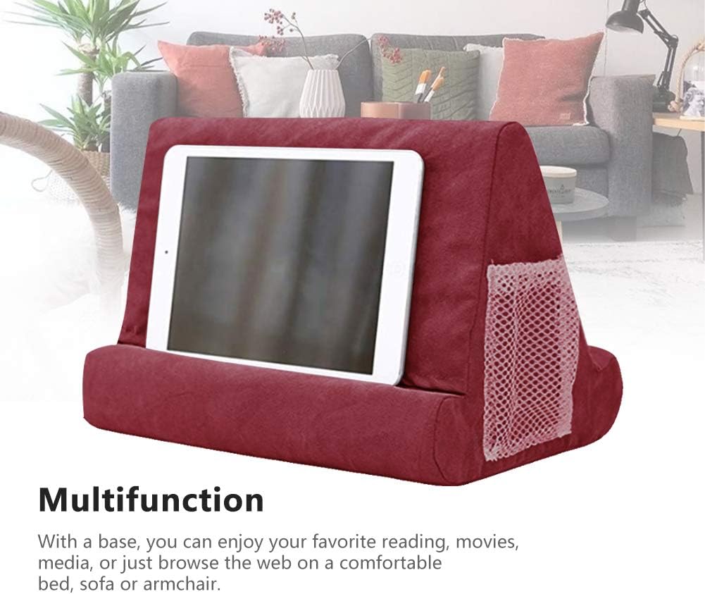 Tablet Pillow Holder Stand，Multi-Angle Soft Pillow for iPads, Bed Stand Foam Book Rest Reading Stand Pillow Pad 360 for Lap Bed Kids (Wine): Home Audio & Theater