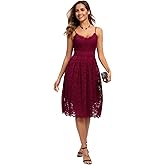 Atnlewhi Womens Spaghetti Strap V Neck Sleeveless A Line Lace Dresses for Evening Cocktail Formal Wedding Guest