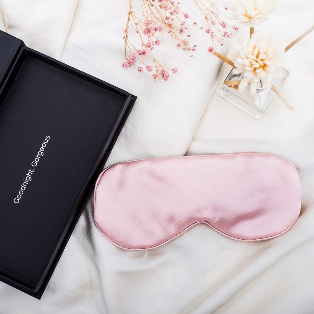 Luna Luxe Pure Silk Sleep Eye Mask for Women, Comfortable and Soft 100% Mulberry Silk Sleeping Mask for Travel, Blackout Blindfold with Elastic Headband, 3 Colors (Rosé): Health & Personal Care