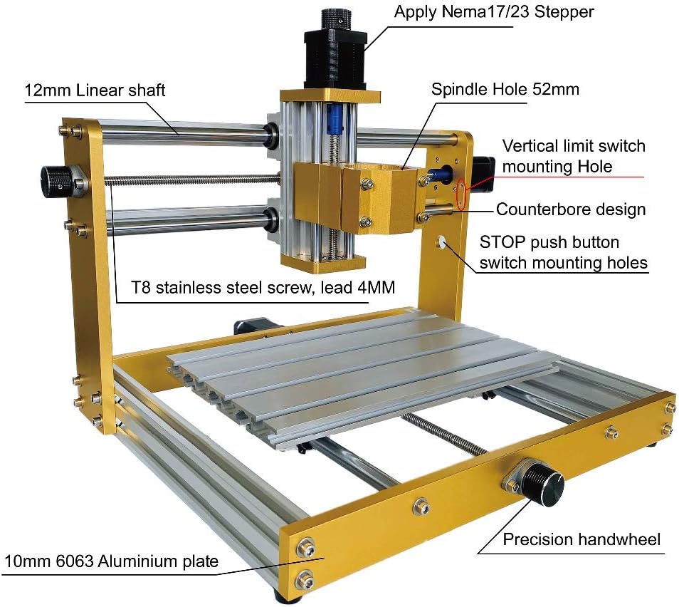 Diy Cnc 3018 Pro 3 Axis Cnc Router Kit Pcb Pvc Wood Carving Milling Engraving Machine Offline Control Board Cnc Engrving Machine For Metal Er11 8mm Extension Rod 300w Spindle Milling