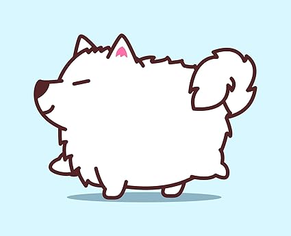 Amazon.com: Cute Fat Samoyed Puppy Dog Trotting Prancing Kawaii ...