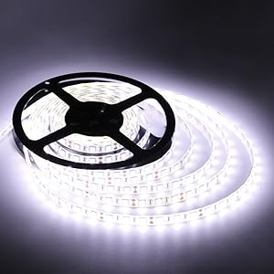 Flexible LED Strip Lights,300 Units SMD 5050 LEDs,LED Strips,Waterproof,12 Volt LED Light Strips, Pack of 16.4ft/5m,for Holiday/Home/Party/Indoor/Outdoor Decoration(White)