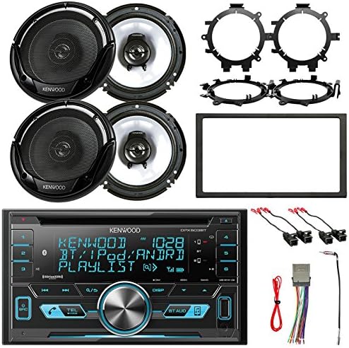 Kenwood 2-DIN Bluetooth CD AM/FM USB Car Audio Receiver, 4X 6.5 Speakers, 4X Speaker Wire Harness, 4X Speaker Mounting Brackets, Dash Kit, Stereo Harness, Antenna Adapter (Select 2000-2008 Vehicles)