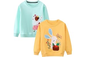 Winzik Girls Sweatshirt, Christmas Sweater Shirt Toddler Kids Girl Pullover Fall Long Sleeve 2 Pack Clothes 2-7T