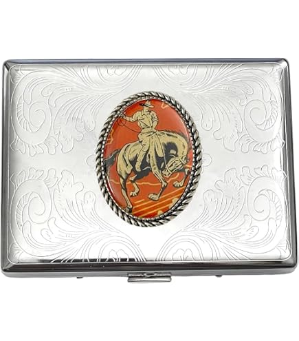 Amazon.com: Stainless Steel WESTERN COWBOY Cigarette Case Business Card ID  Holder /C3 : Health & Household