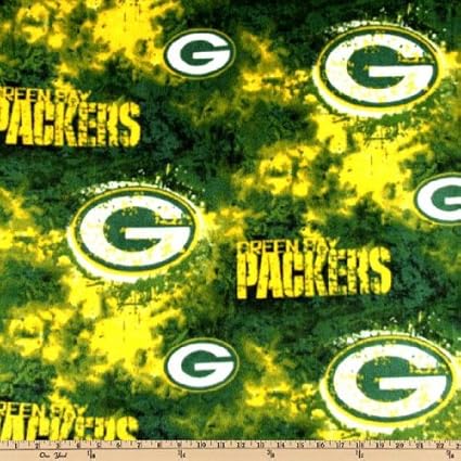 Amazon Com Nfl Green Bay Packers Liquid Blue Football Print Fleece Fabric By The Yard Arts Crafts Sewing