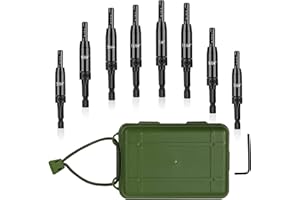 CCTSA Self Centering Drill Bits Set for Hinges, Center Drill Bits VIX Bit Set with Green Plastic Storage Case for Wood Woodworking Door Window Cabinet Hinge Total 10 PCS (Black)
