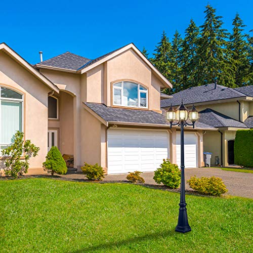 PARTPHONER Outdoor Lamp Post Light 3Head, Classic Black Light Pole