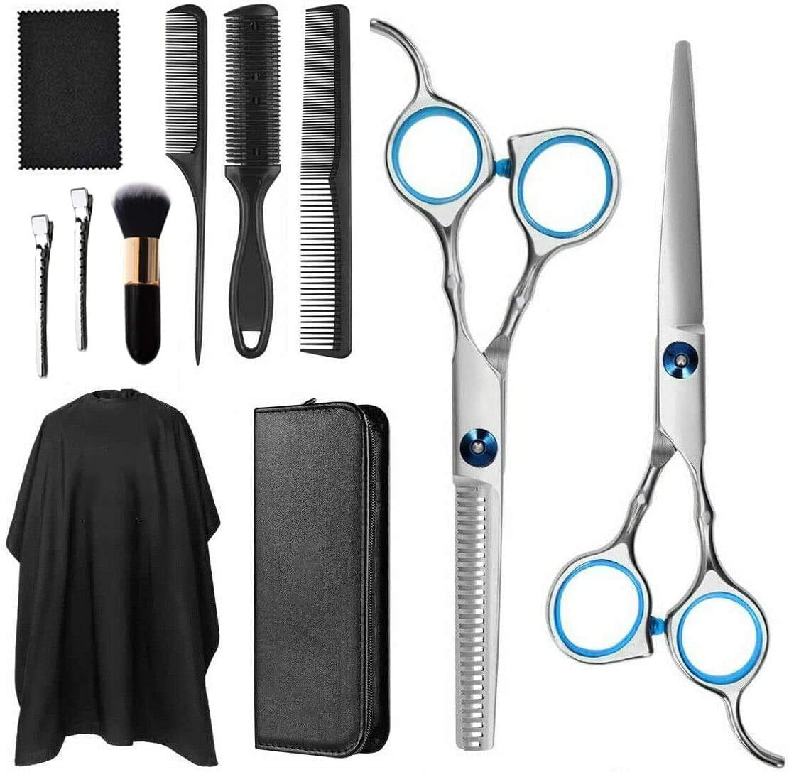 TDTOK Professional Hair Cutting Scissors Set 10 Pcs Hairdressing Scissors Kit，Home Hair cutting Shear with Comb and Case For Men Women Pet