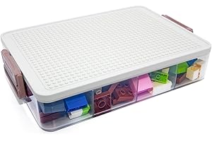 WMM Toys Storage Organizer Bins for Lego, Stackable Toys Organizer, Lego Building Block Storage, Toy Storage Box with 24 Palace Grids, Plastic Stackable Organizer Bins (White 1Layers)