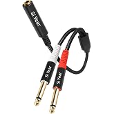 SiYear 1/4" Stereo to Dual 1/4" Mono Splitter Cable, 6.35mm (Quarter inch Female TRS to 2 x 1/4 Inch Male Y Splitter Breakout Cable Patch Cord (1ft/30cm)