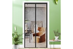 34"x82" Magnetic Screen Door Fits Door Size 32"x80",Walk Through Easily,Moustiquaire Magnétique,Black Mesh Door Screen,Mesh N