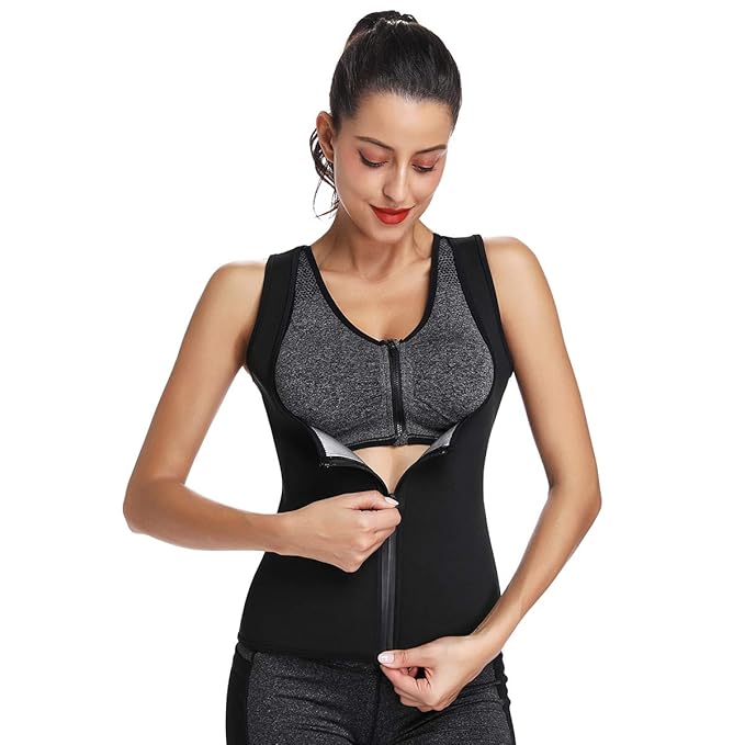 Sweat Waist Trainer Vest For Women Weight Loss Neoprene Sauna Suit Zipper Slimming Body Shaper