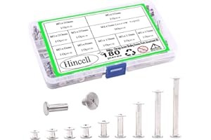 Chicago Binding Screws Posts Assorted Kit,Hincell 90Sets 9 Sizes 304 Stainless Steel Phillips Chicago Binding Post Screw Kit for Scrapbook Photo Albums Extension Posts and Screws Craft Bookbinding