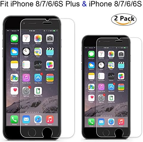 iPhone 8Plus 7Plus 6Plus and iPhone 8 7 6 6S Screen Protector,Tyzest Flat HD Tempered Glass Screen Protector for Apple New iPhone 4.7 inch and 5.5 inch screen 0.33mm 2.5D 9H Hardness Screen Protector