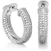 Fully Iced Cz Honey Comb Men's Women 3D Hoops Cartilage Cuff White Gold Plated 925 Sterling Silver FLower Set Ice Out Unisex Huggie Hoop Earrings For Men Women