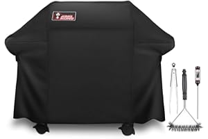 Kingkong Gas Grill Cover 7553 | 7107 Cover for Weber Genesis E and S Series Gas Grills Includes Grill Brush, Tongs and Thermometer