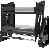 DMSIDN 24" Pull Down Cabinet Organizer - 2-Tier Drop Down Shelf for Spices &amp; Dishes, Adjustable Kitchen Storage Solution for Upper Cabinets, Space-Saving Wall Mount Rack