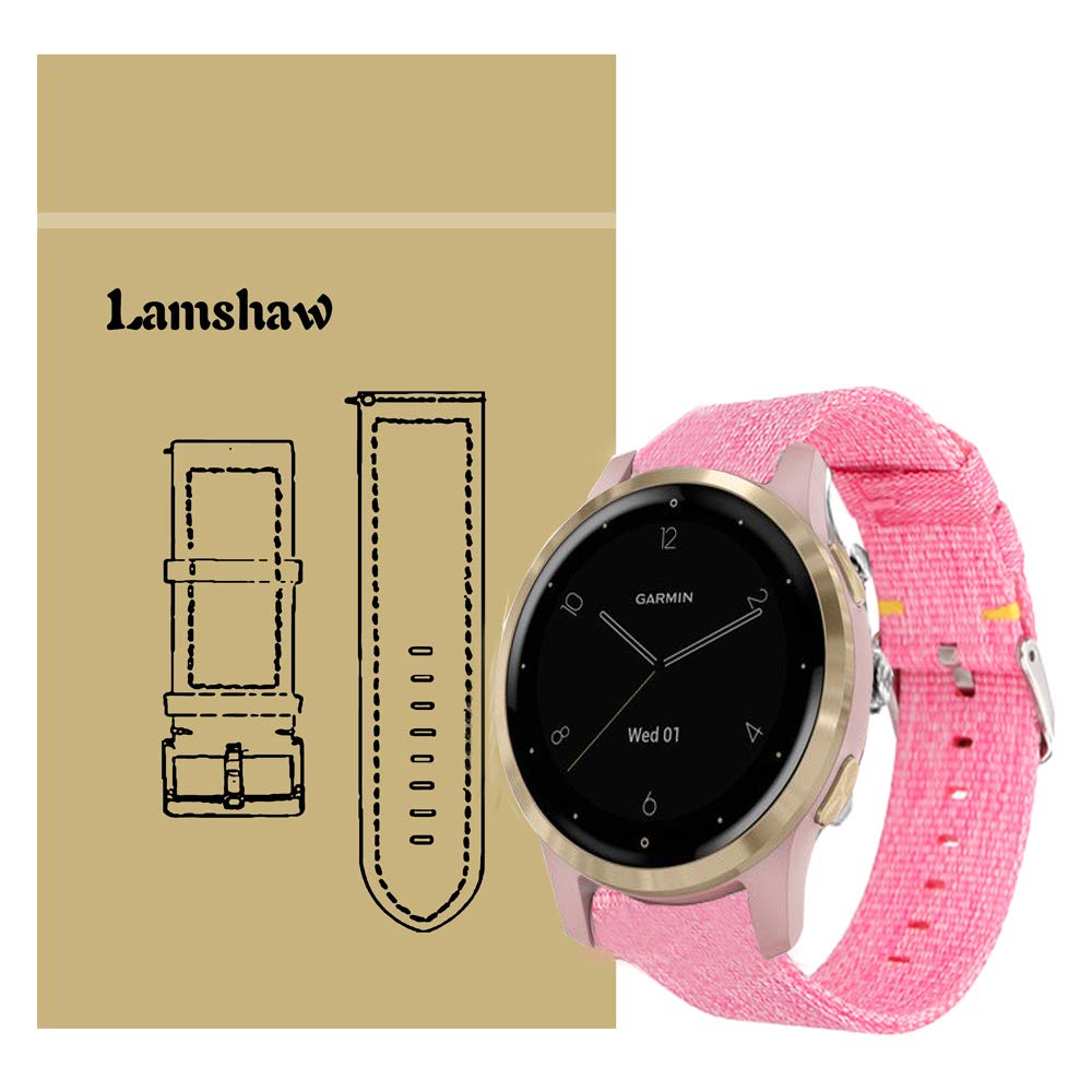 Compatible for Garmin vivoactive 4S Bands, Lvbu Breathable Nylon Woven Fabric Replacement Accessory Strap Compatible for Garmin vívoactive 4S 40mm Smartwatch (Pink)