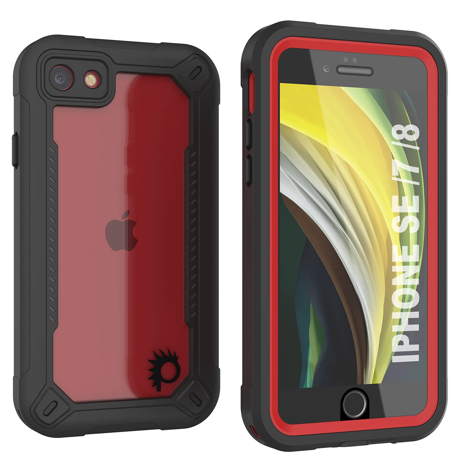 Punkcase for iPhone 7 Waterproof Case [Maximus Series] [Slim Fit] [IP68 Certified] [Shockresistant] Clear Armor Cover with Screen Protector | Ultimate Protection for iPhone 7 (4.7") (2016) [Red]