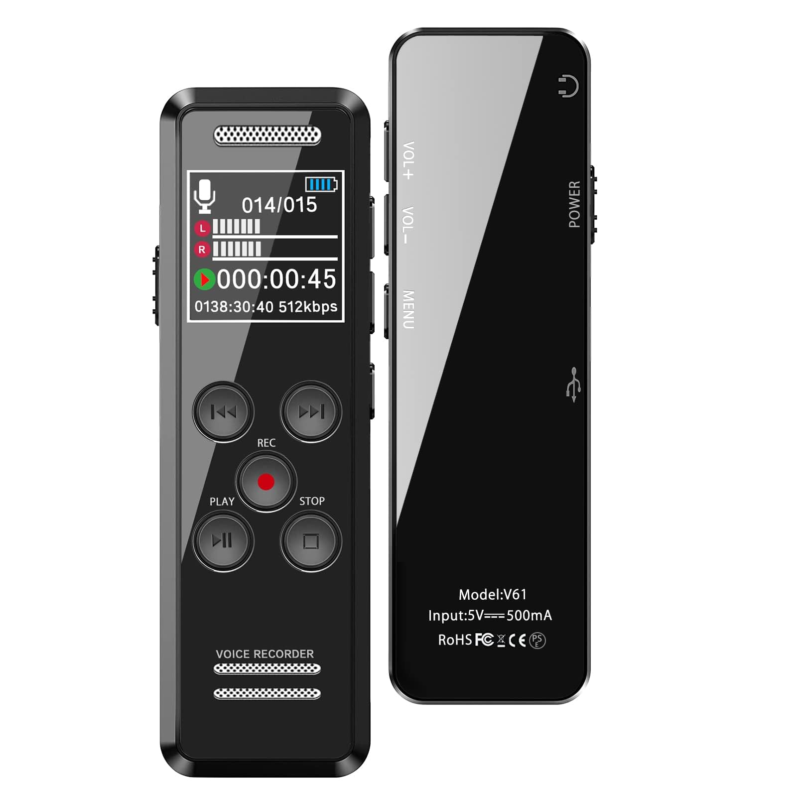 Digital Voice Recorder, 3072kbps Voice Activated Voice Recorder, 64GB Stereo MP3 Recorder with Noise Cancellation,for One Touch Recording/Lectures/Meetings/Interviews/Classes (64GB)