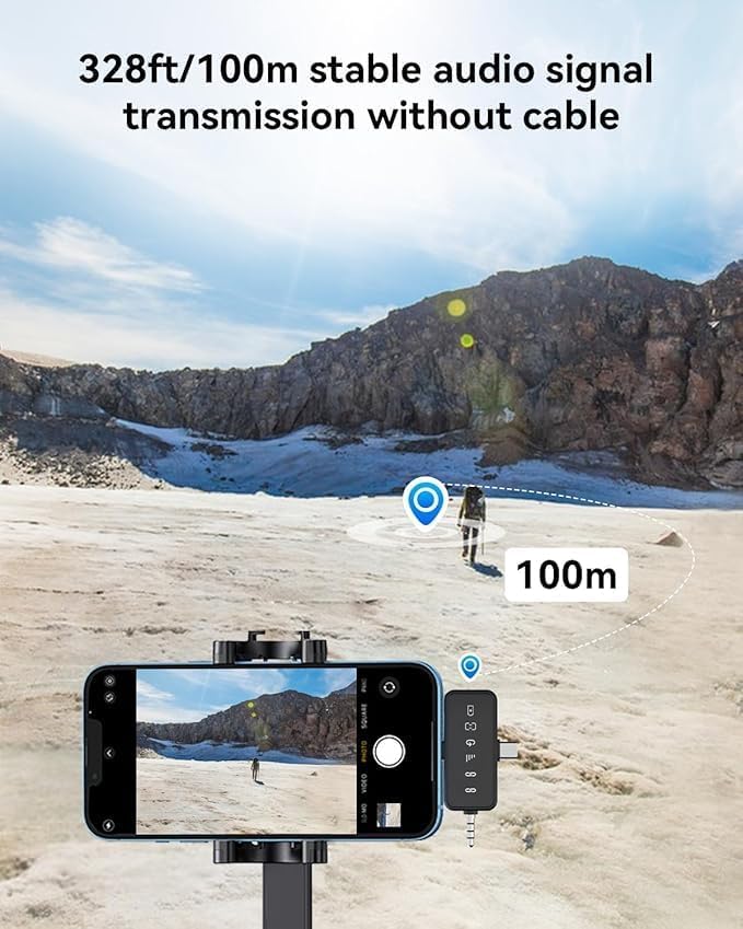 2025 Professional Studio Sound 3 in 1 Microphone for iPhone/Android/Camera, Wireless Lavalier Microphone, Mini Microphone for Record Interview, Vlogs, YouTube, Tiktok