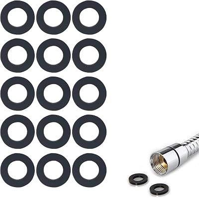 jeufun 15Pcs Black Shower Hose Washer Rubber Seals 1/2 Inch Sealing Rings
