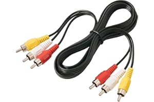 QDiShi 3 RCA Cable Audio Video Composite Cable, 5 ft RCA 3-Male to 3-Male, for TV, VCR, DVD, Satellite, and Home Theater Receivers
