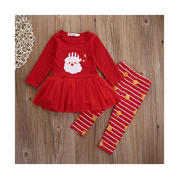 Toddler Girl Halloween Pants Outfit, Baby Ruffles Shirt Tops+Bell-Bottomed Pant Christmas Clothes 2Pieces Set (Christmas… - Image 5