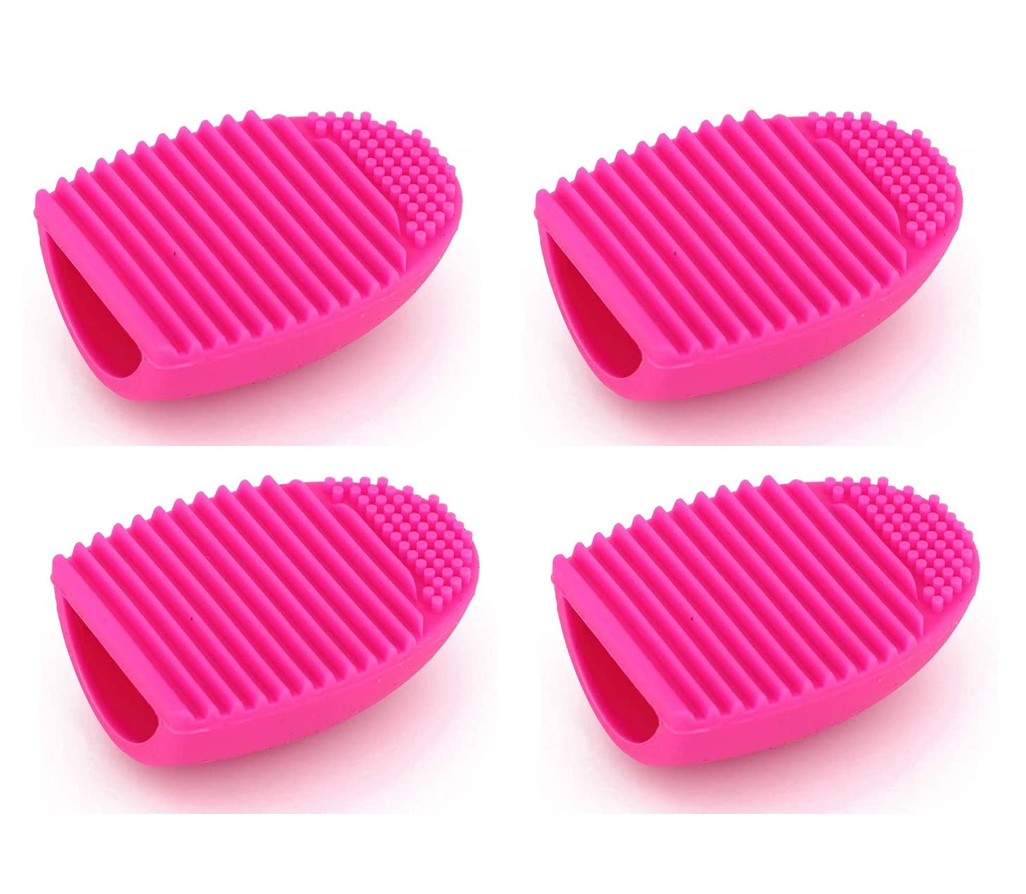 ALCIONO (Pack of 4) Makeup Brush Cleaning Silicone Cosmetic Scrubber Board Makeup Brush Cleaning Mat, Brush Cleaner Pad, Cosmetic Brush Cleaner, Portable Washing Tool, Color Removal Cleaner Sponge.