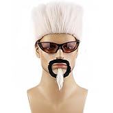 RightOn Short Blonde Wig Men Wig with Glass and Goatee for Halloween Cosplay Party