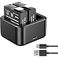 360 Ace/Ace Pro Replacement Battery 2 Packs 1800mAh with Triple Slot Fast Charger Hub for Insta360 Ace Pro/Ace Action Camera Accessories