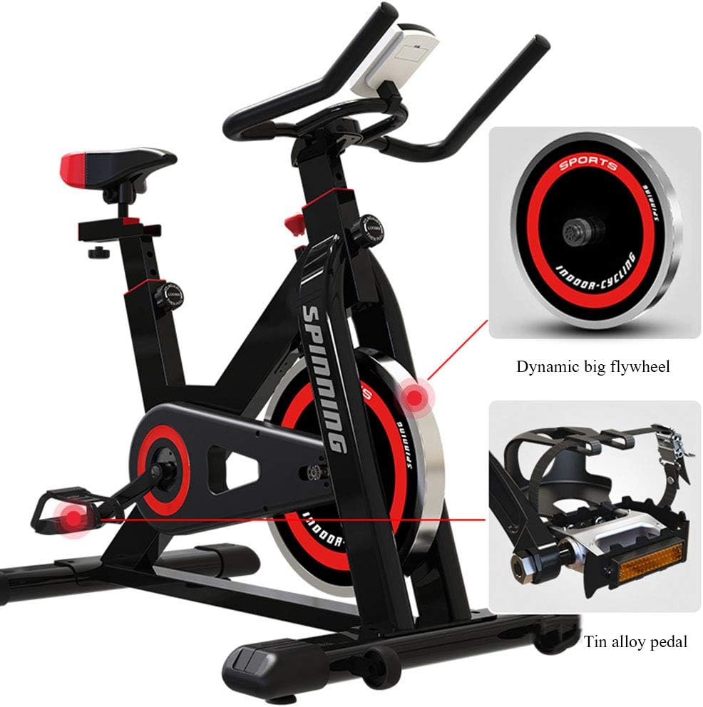 Xue Indoor Cycling Exercise Bike Spin Bike Studio Cycles Exercise Machines Adjustable Handlebars & Seat on Board Computer Reads Speed