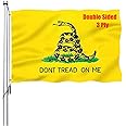 Dont Tread on Me Flag 3x5 Outdoor Double Sided - Gadsden Flags Heavy Duty 3ply Vibrant Colors Tea Party Rattle Snake Flags with 2 Brass Grommets