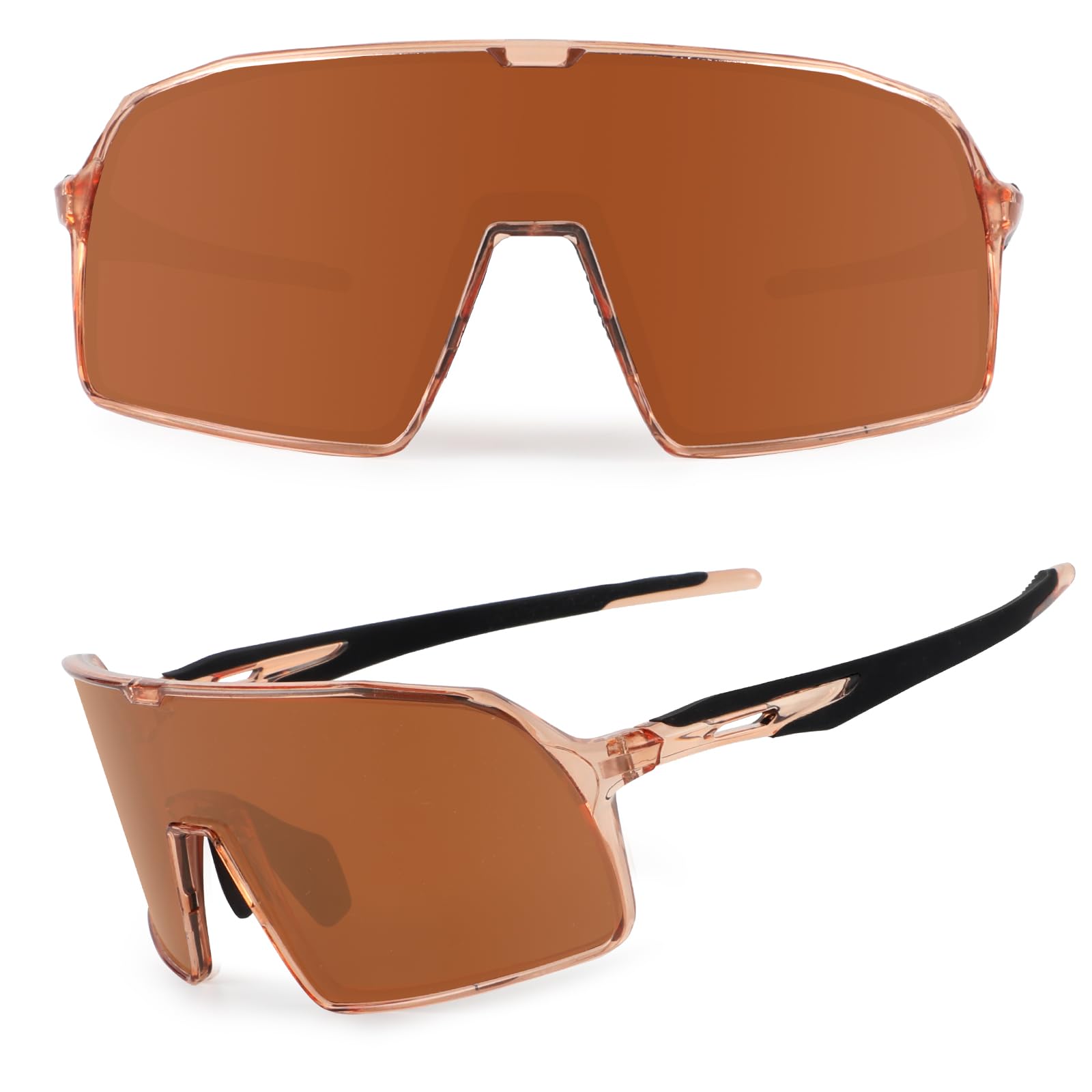 Photo 1 of Ukoly Baseball/Running Sunglasses Cycling Glasses For Men Women,Sport Sunglasses HD Lens UV400 Protection TR90 Frame 650 (HD Polarized Brown)
